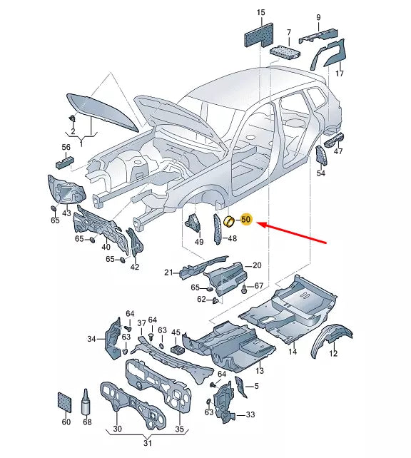 NEW VW TOUAREG 7P MK2 A-PILLAR SOUND ABSORBER DAMPING RING 1K0864703A