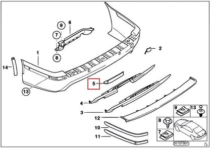 NEW BMW 5 E39 TOURING TRAILER HITCH COVER M TECH 51122695499 ORIGINAL