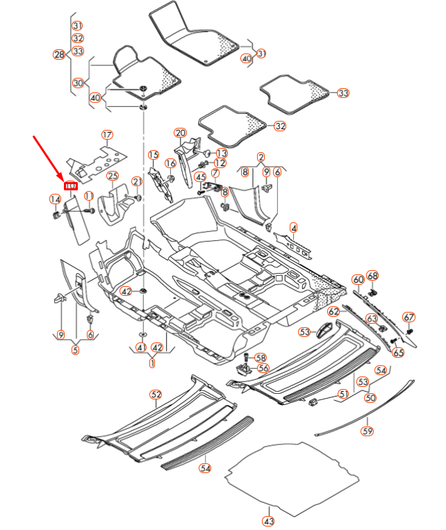 NEW VOLKSWAGEN CC DEAD PEDAL FOOTREST COVER LHD 3C18647779B9 ORIGINAL