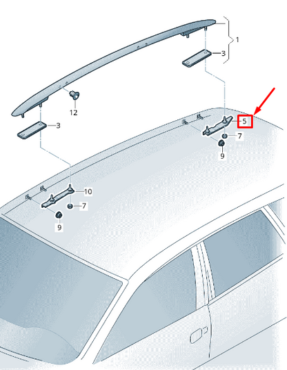 NEW VW SHARAN 7N REAR RIGHT ROOF RAIL SECURING BRACKET 7N0860202 ORIGINAL