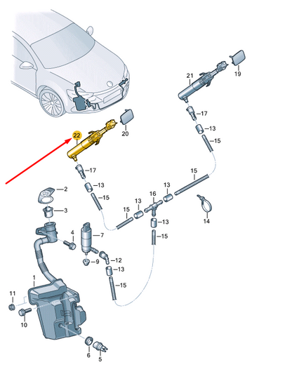 NEW VW SCIROCCO RIGHT SIDE HEADLIGHT WASHER 1K8955104A ORIGINAL