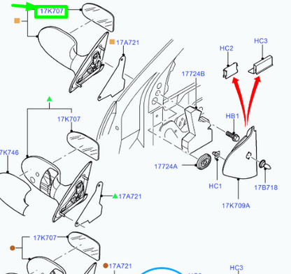 new ford focus mk1 front right door mirror glass 98ab-17k740-ab 1060608 original
