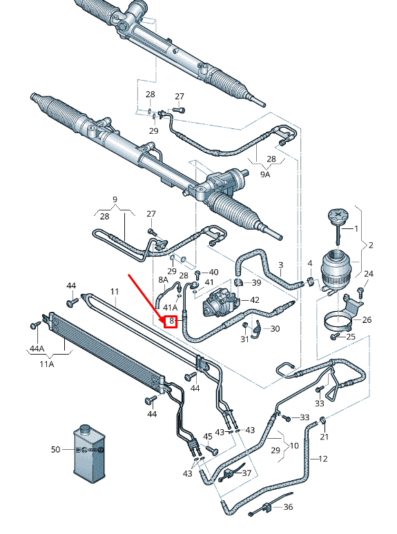 new audi a8 4h power steering expansion hose 4h0422893bn original