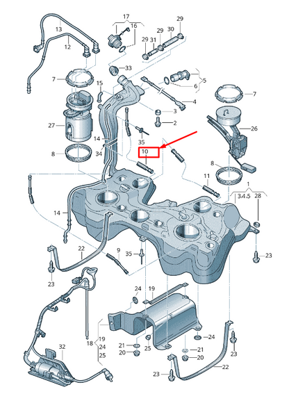 new audi tt 8j fuel tank breather line 8j0201183l original