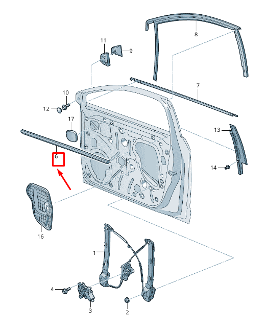 new seat leon 5f front right inner door window aperture seal 5f3837472 original
