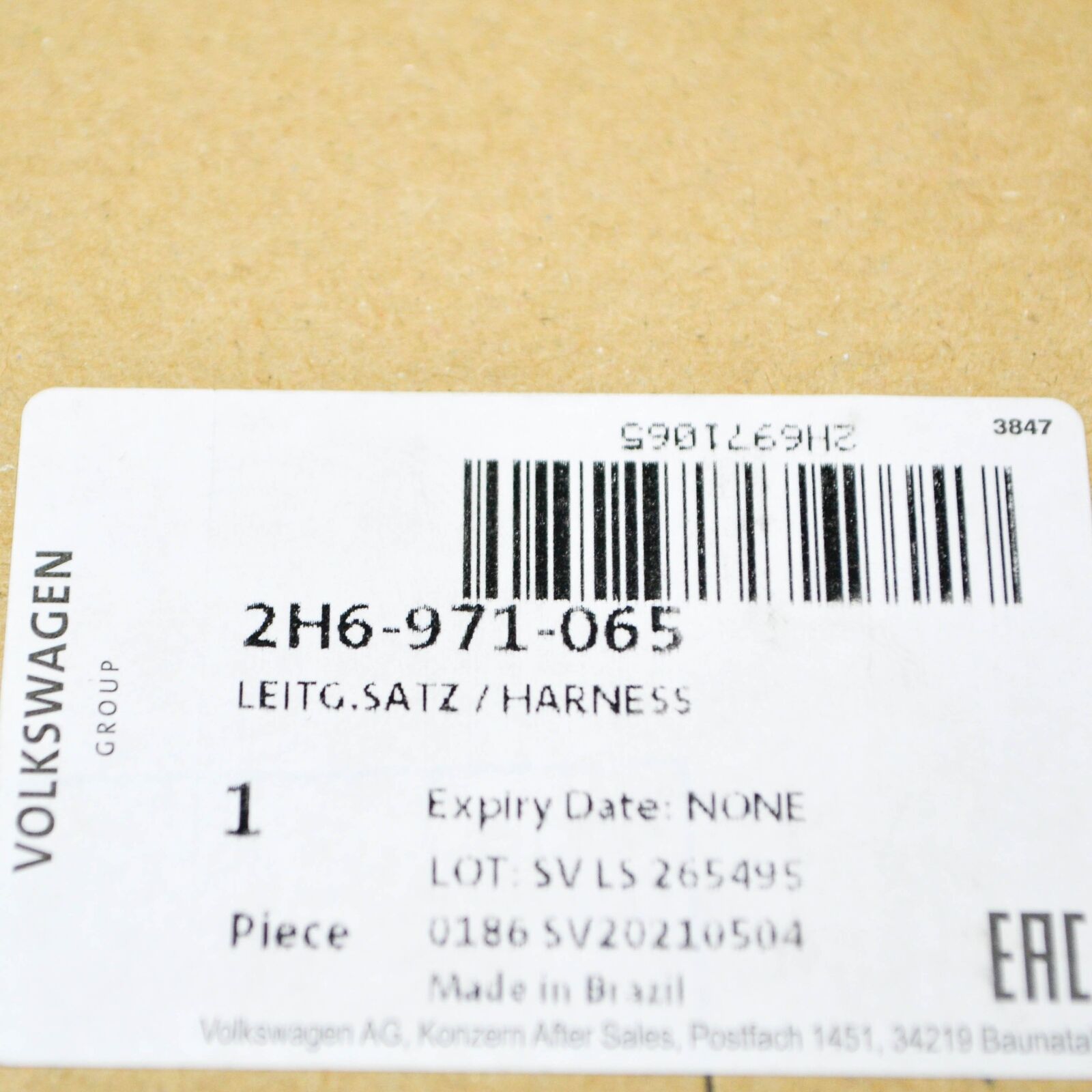 NEW VW AMAROK FRONT BUMPER PDC WIRING HARNESS LOOM 2H6971065 2017 ORIGINAL