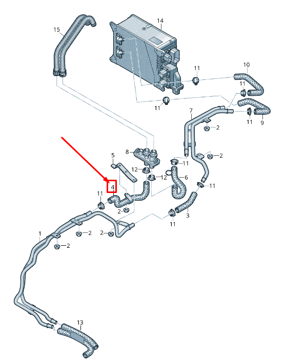 NEW VW TOUAREG CR ENGINE COOLANT HOSE 4M0122175J ORIGINAL