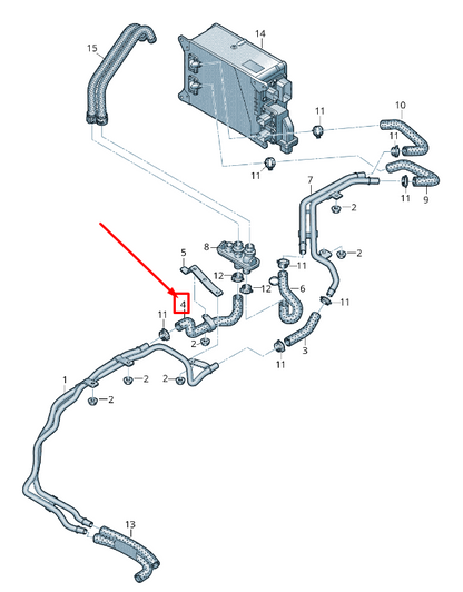 NEW VW TOUAREG CR ENGINE COOLANT HOSE 4M0122175J ORIGINAL
