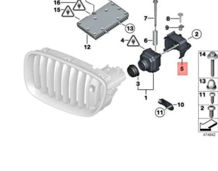NEW BMW X5 F85 M FRONT BUMPER NIGHT VISION CAMERA BRACKET 51137336475 ORIGINAL