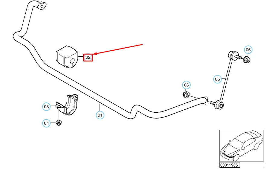 NEW BMW 3 E46 FRONT STABILIZER RUBBER MOUNTING 33556751269 6751269 ORIGINAL