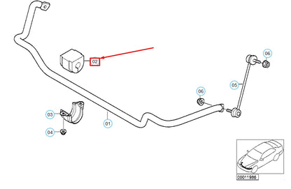 NEW BMW 3 E46 FRONT STABILIZER RUBBER MOUNTING 33556751269 6751269 ORIGINAL