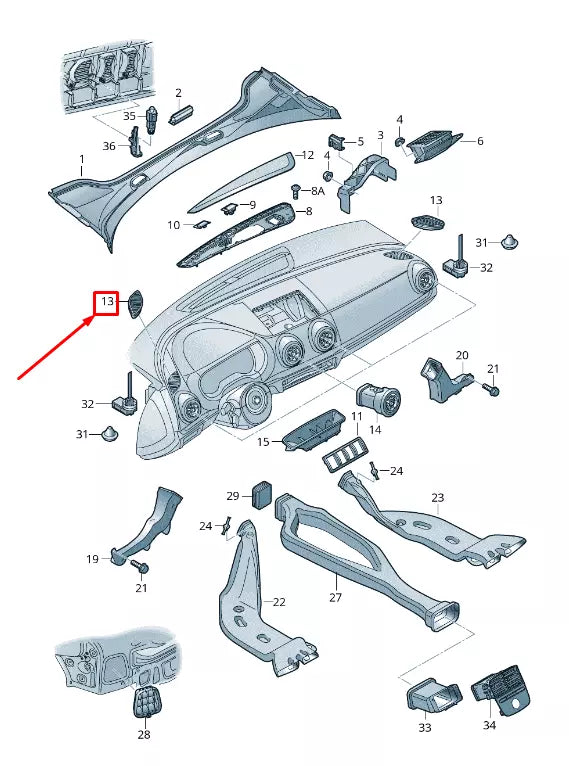 NEW AUDI A3 SPORTBACK 8V LEFT DASHBOARD AIR VENT RHD 8V28197936PS ORIGINAL