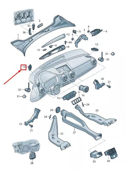 NEW AUDI A3 SPORTBACK 8V LEFT DASHBOARD AIR VENT RHD 8V28197936PS ORIGINAL