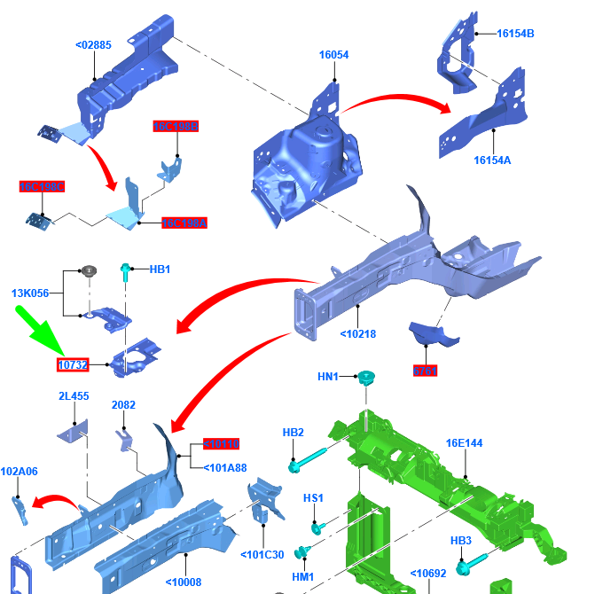 new ford ka mk3 battery tray support assy ae81-10a789-aa 5061298 original