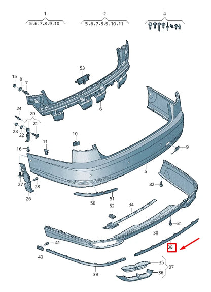 NEW AUDI A8 4N REAR CENTER BUMPER TRIM 4N08535512ZZ
