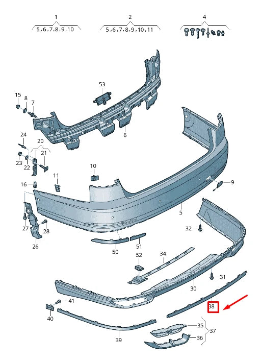 NEW AUDI A8 4N REAR CENTER BUMPER TRIM 4N08535512ZZ