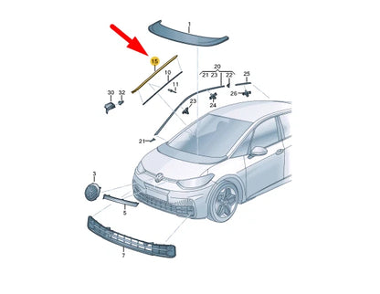 NEW VW ID.3 E11 WINDSHIELD LEFT WATER DEFLECTOR STRIP 10A854327B5AP ORIGINAL