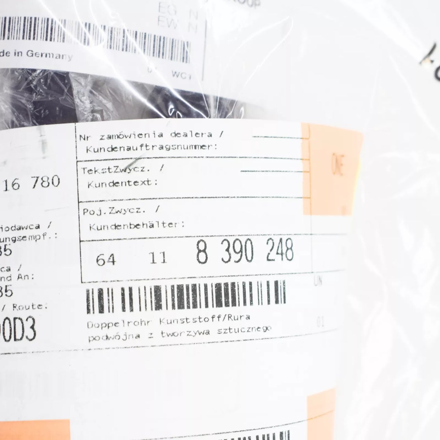 NEW BMW 3 COMPACT E36 HEATER RADIATOR PLASTIC DOUBLE PIPE 64118390248 ORIGINAL