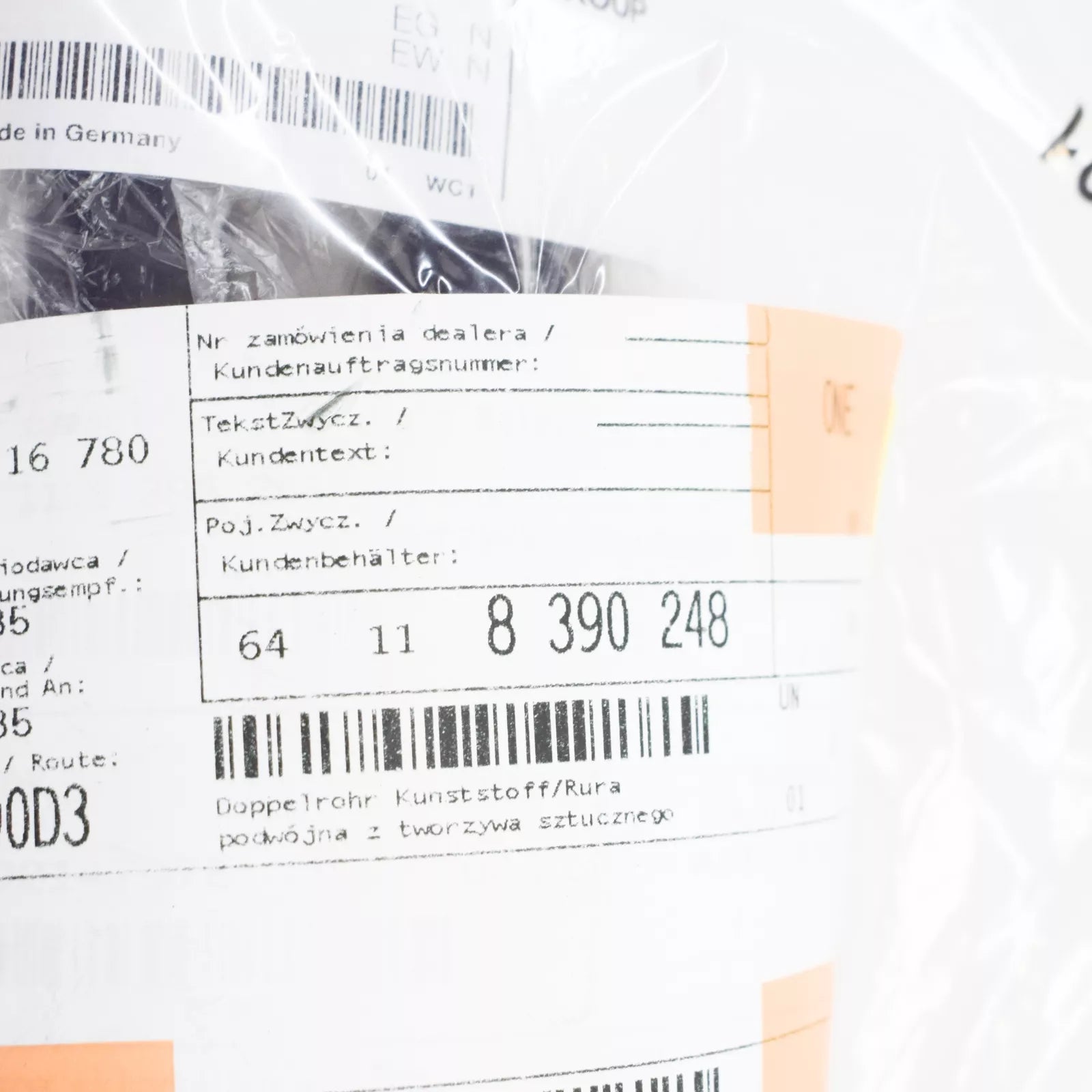 NEW BMW 3 COMPACT E36 HEATER RADIATOR PLASTIC DOUBLE PIPE 64118390248 ORIGINAL