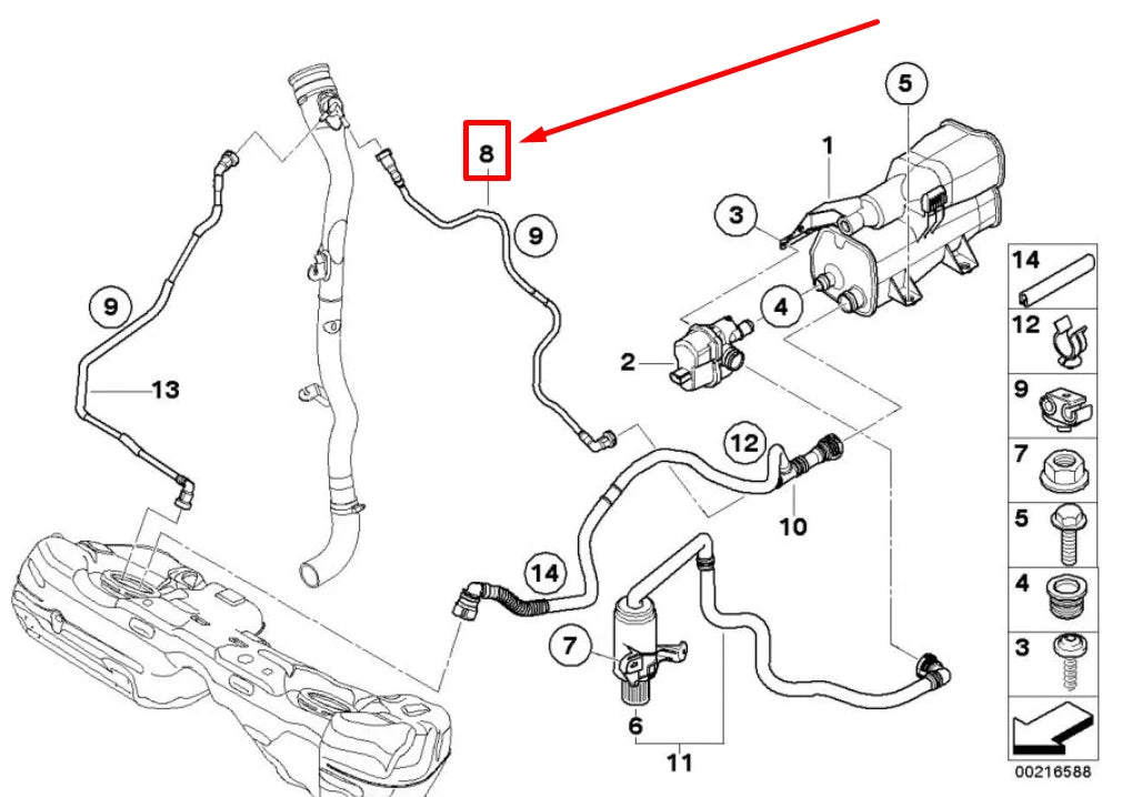 NEW BMW 3 COUPE E92 FUEL VENT PIPE 16137161707 7161707 ORIGINAL
