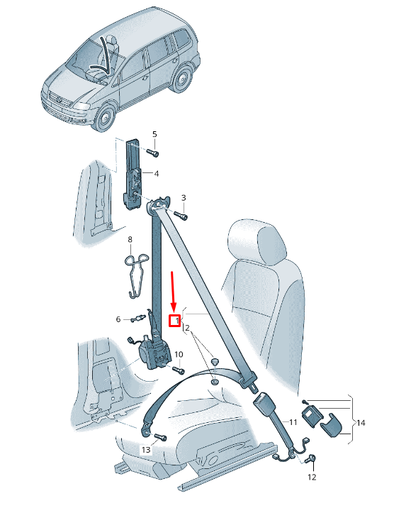 new vw touran 5t front left seatbelt rhd 5tc857705fraa original