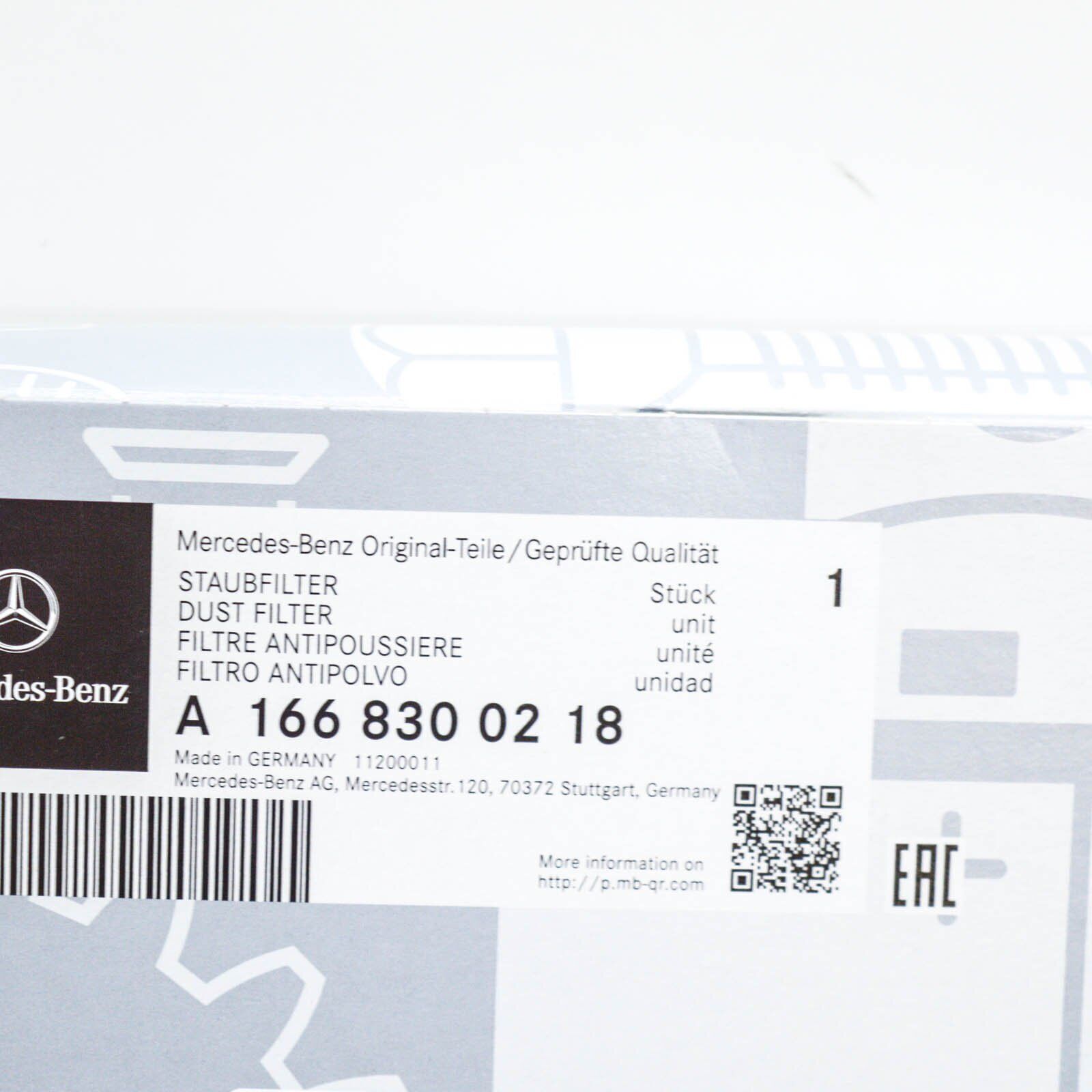 NEW MERCEDES-BENZ C W205 AIR FILTER ELEMENT A1668300218 ORIGINAL