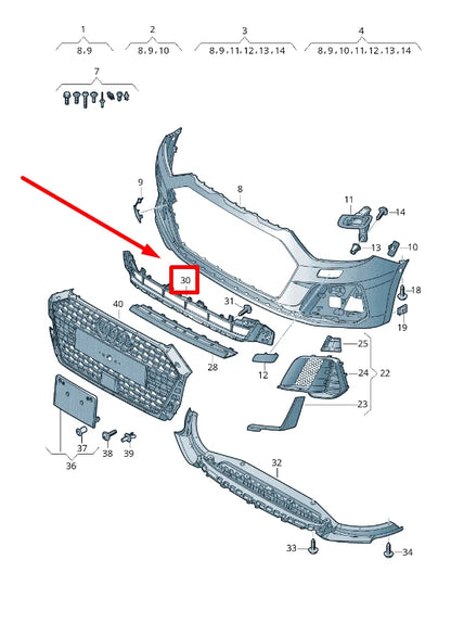 NEW AUDI A1 SPORTBACK GB FRONT BUMPER LOWER GRILLE 82A807683A9B9 ORIGINAL