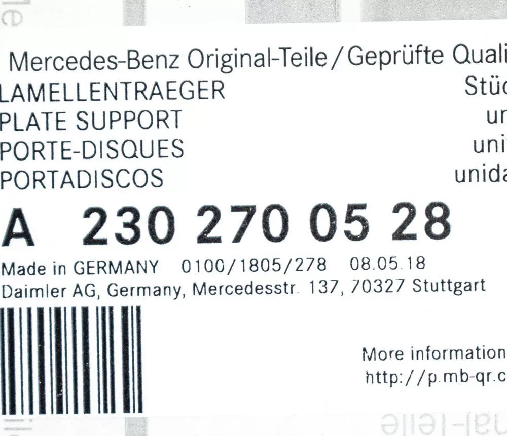 NEW MERCEDES-BENZ SL R230 DISC SUPPORT A2302700528 ORIGINAL