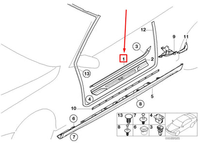 NEW BMW 3 E46 FRONT RIGHT INTERIOR DOOR SILL TRIM 51478239969 8239969 ORIGINAL