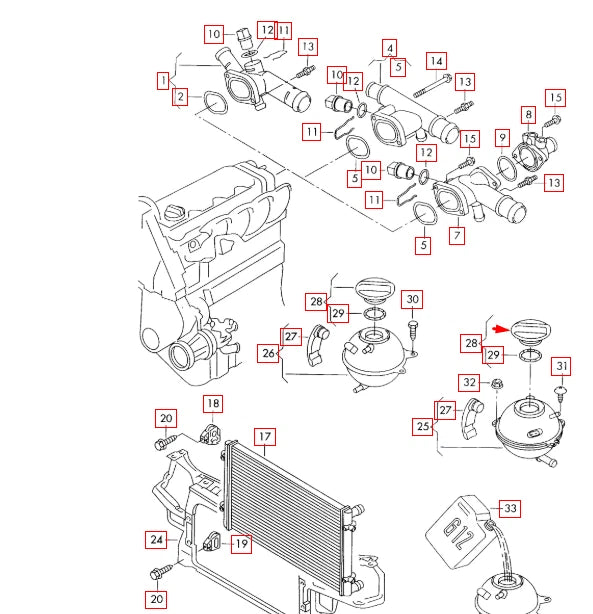 NEW AUDI A3 8P7 EXPANSION TANK COVER CAP 1J0121321B ORIGINAL