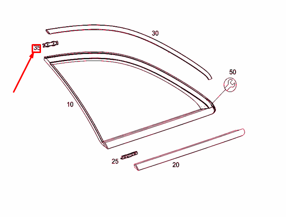 new mb s t-model s205 rear side window strip mounting clamp a0049911570 original