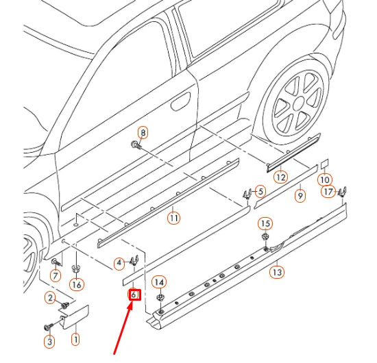 NEW AUDI A3 8P FRONT LEFT DOOR LOWER MOLDING 8P4853959EGRU ORIGINAL