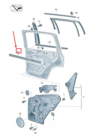 NEW VW TIGUAN 5N REAR RIGHT INNER WINDOW APERTURE SEAL 5N0839480A5AP