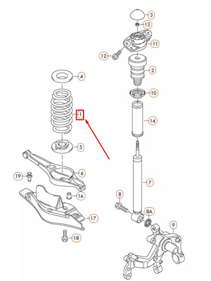 NEW AUDI A3 8P REAR AXLE COIL SPRING 8P0511115AA ORIGINAL