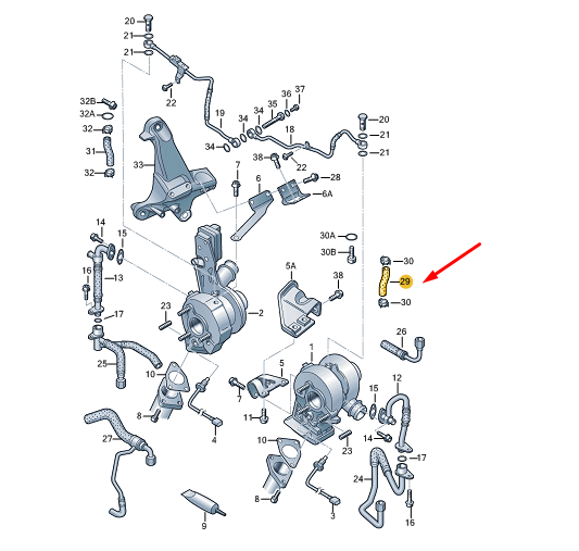 NEW VW TOUAREG 7P MK2 TURBO LEFT RETURN HOSE 057145743D ORIGINAL