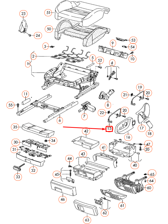 NEW AUDI A4 B7 FRONT LEFT SEAT FRAME RETAINING BAR 8E0881559A ORIGINAL