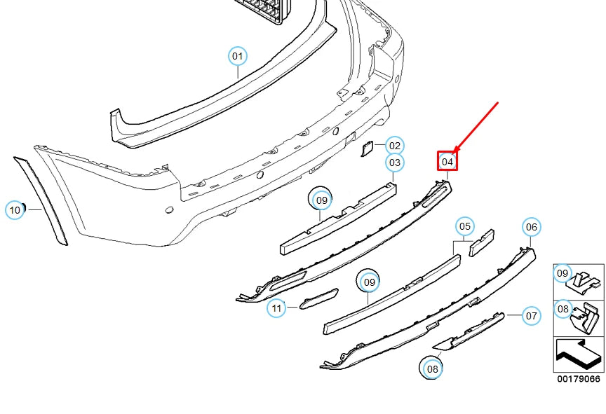 NEW BMW X3 E83 REAR BUMPER M DIFFUSOR 51123417730 3417730 ORIGINAL