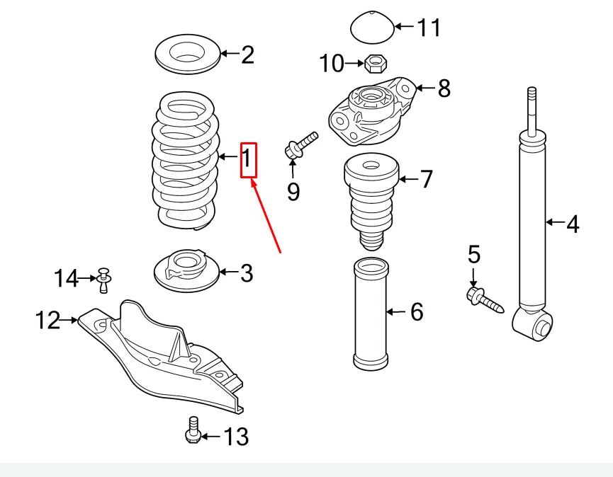 NEW VW TIGUAN 5N REAR COIL SPRING 3C0511115AG ORIGINAL