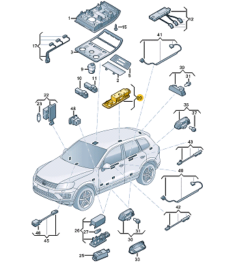 NEW VOLKSWAGEN TOUAREG 7P LEFT INTERIOR LED READING LIGHT 7P6947291T82V ORIGINAL