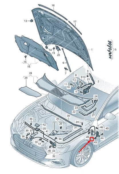 NEW AUDI A6 4A C8 BONNET RELEASE HANDLE RHD 4K2823533CDS2