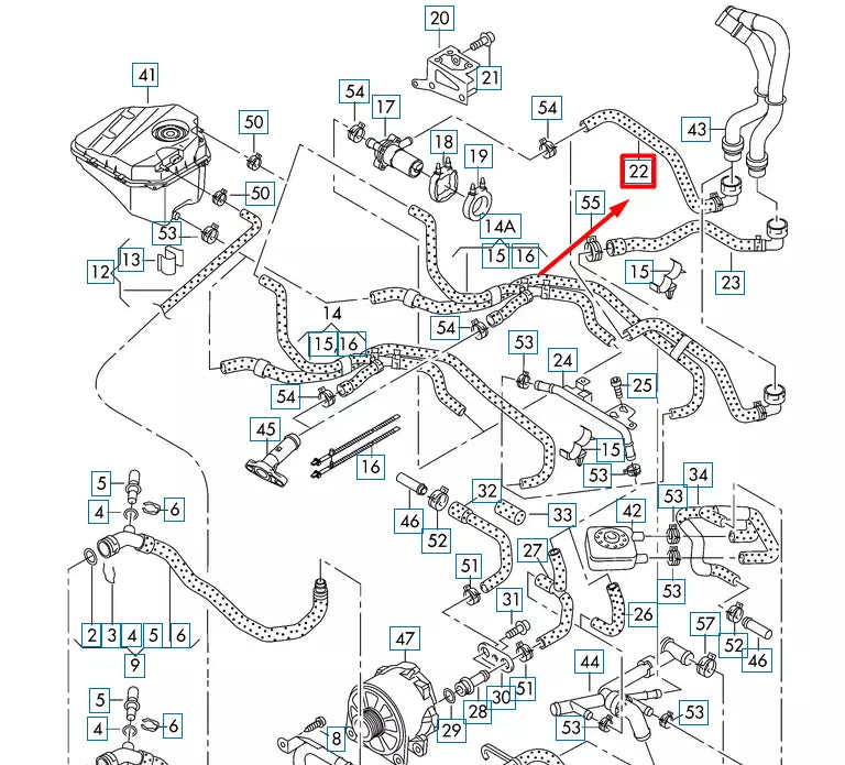 NEW VOLKSWAGEN TOUAREG 7L MK1 RADIATOR COOLANT HOSE 7L0122109F ORIGINAL