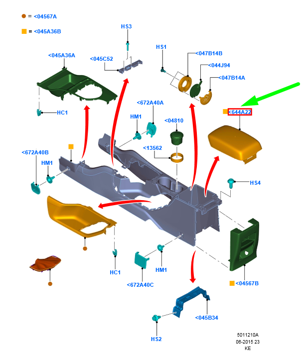 new ford ranger t6 mk1 floor console armrest assy 5336693 original