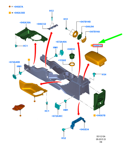 new ford ranger t6 mk1 floor console armrest assy 5336693 original