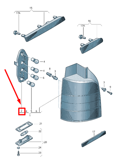 NEW VW TRANSPORTER T5 TAIL LIGHT CARRIER BULB SOCKET RIGHT 7H5945258A ORIGINAL