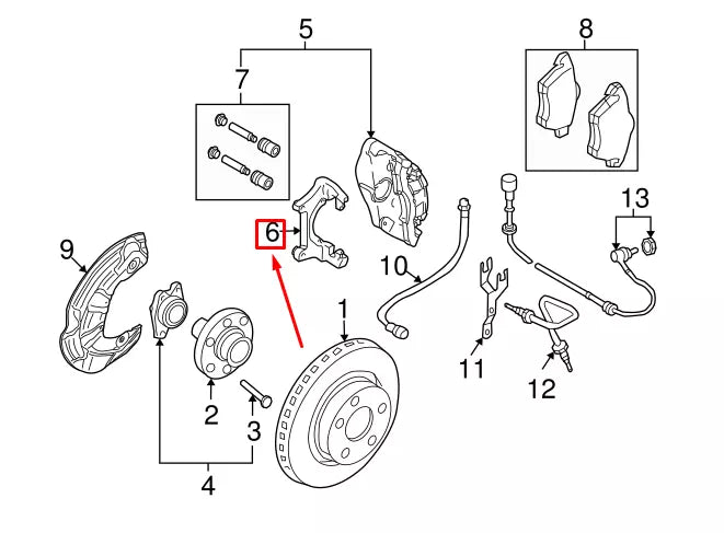NEW AUDI A3 SPORTBACK 8P FRONT CALIPER CARRIER 8E0615125C ORIGINAL