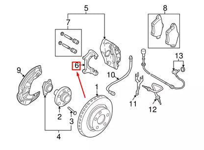 NEW AUDI A3 SPORTBACK 8P FRONT CALIPER CARRIER 8E0615125C ORIGINAL