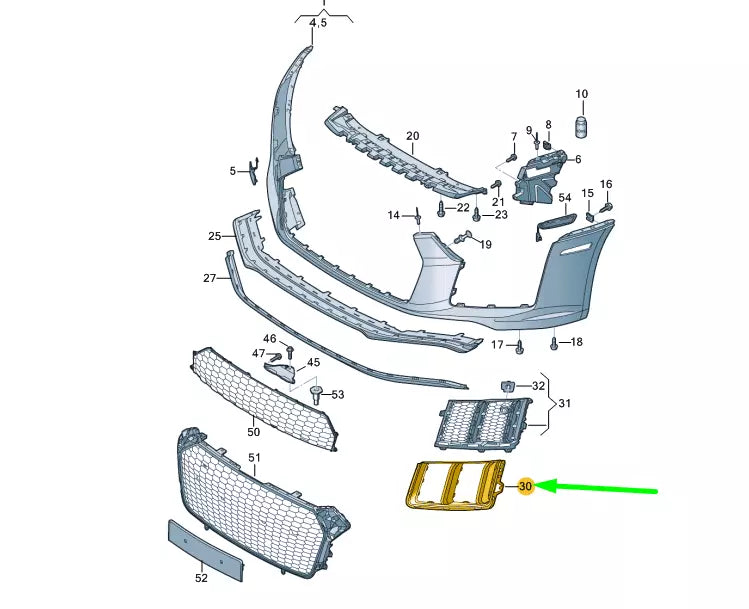 NEW AUDI R8 4S FRONT BUMPER RIGHT SIDE GRILLE FRAME 4S0807682ARN4 ORIGINAL