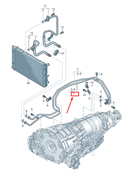 new audi q5 8r gearbox oil pressure line 8r0317818aq original