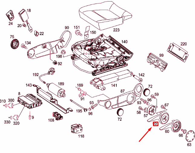 NEW MB VITO W639 FRONT RIGHT SEAT ADJUSTMENT LEVER RHD A0009104371 ORIGINAL