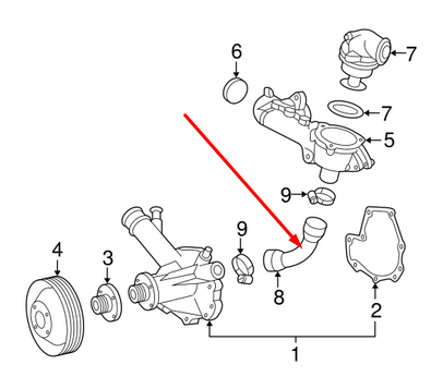 NEW MERCEDES-BENZ SLK R170 WATER PUMP HOSE A1112030282 ORIGINAL